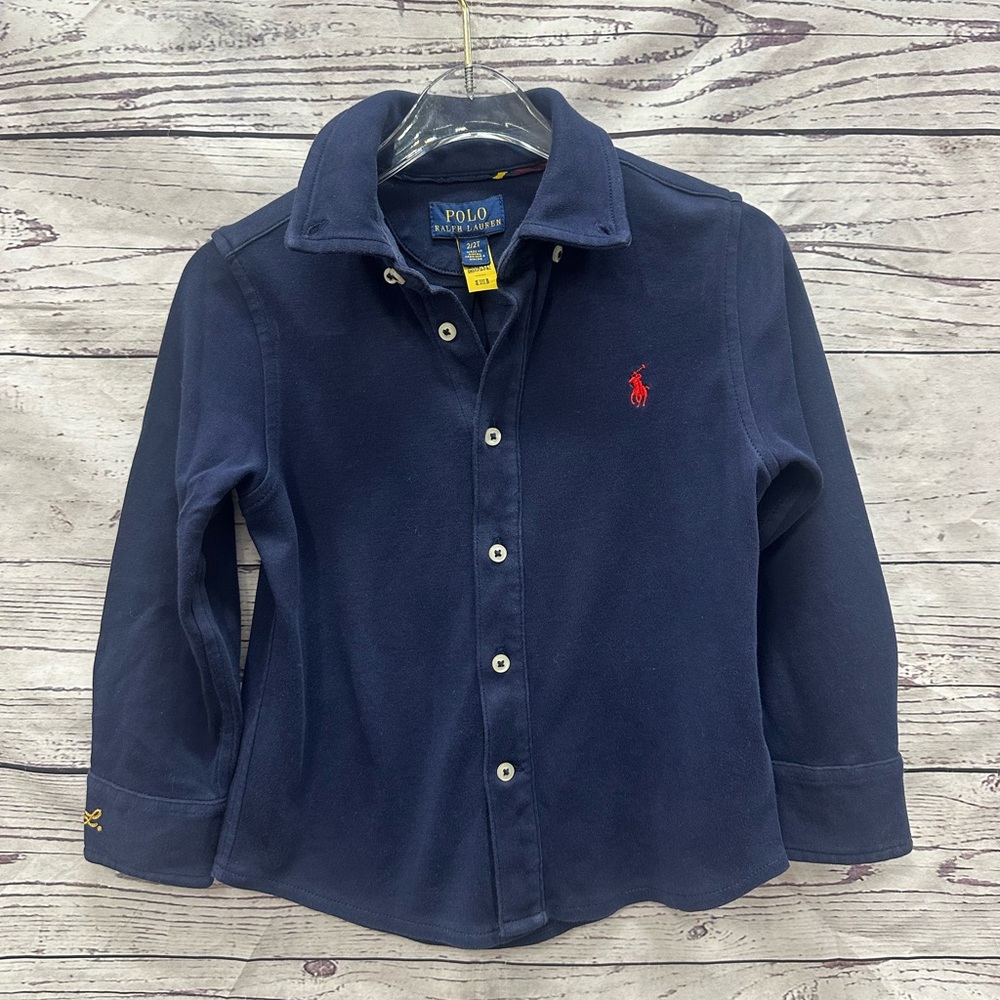 Polo Ralph Lauren Blue Cotton Button Down Shirt Size 2t